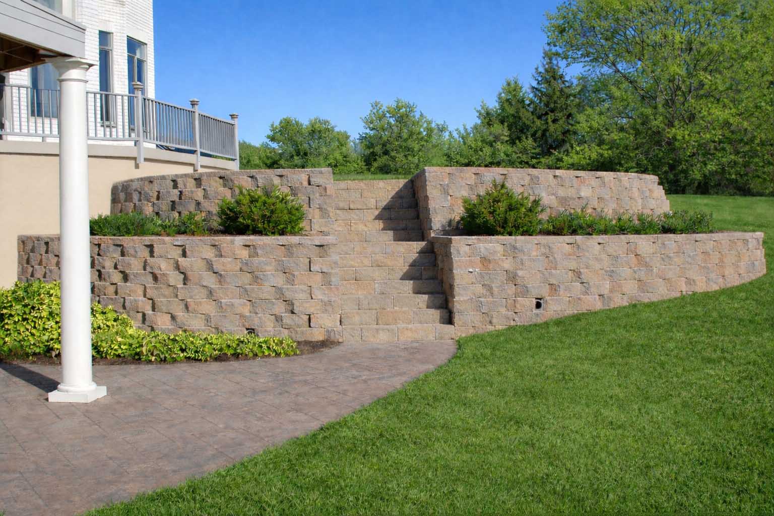 Retaining walls with steps