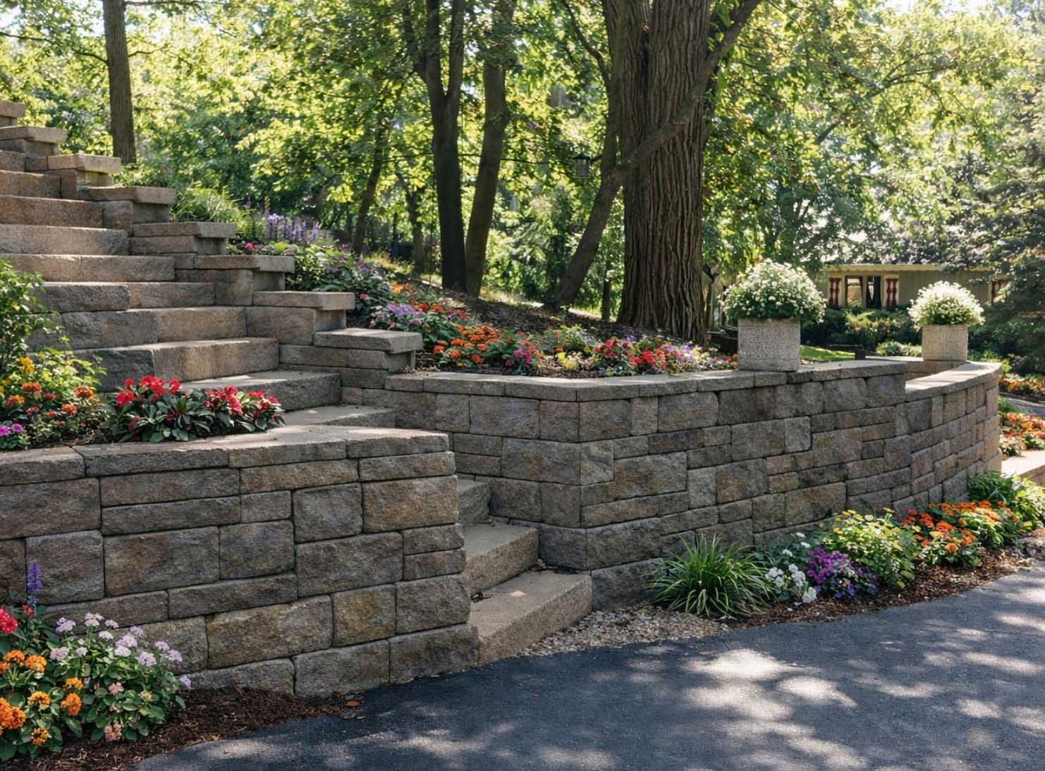 Retaining wall with stairs