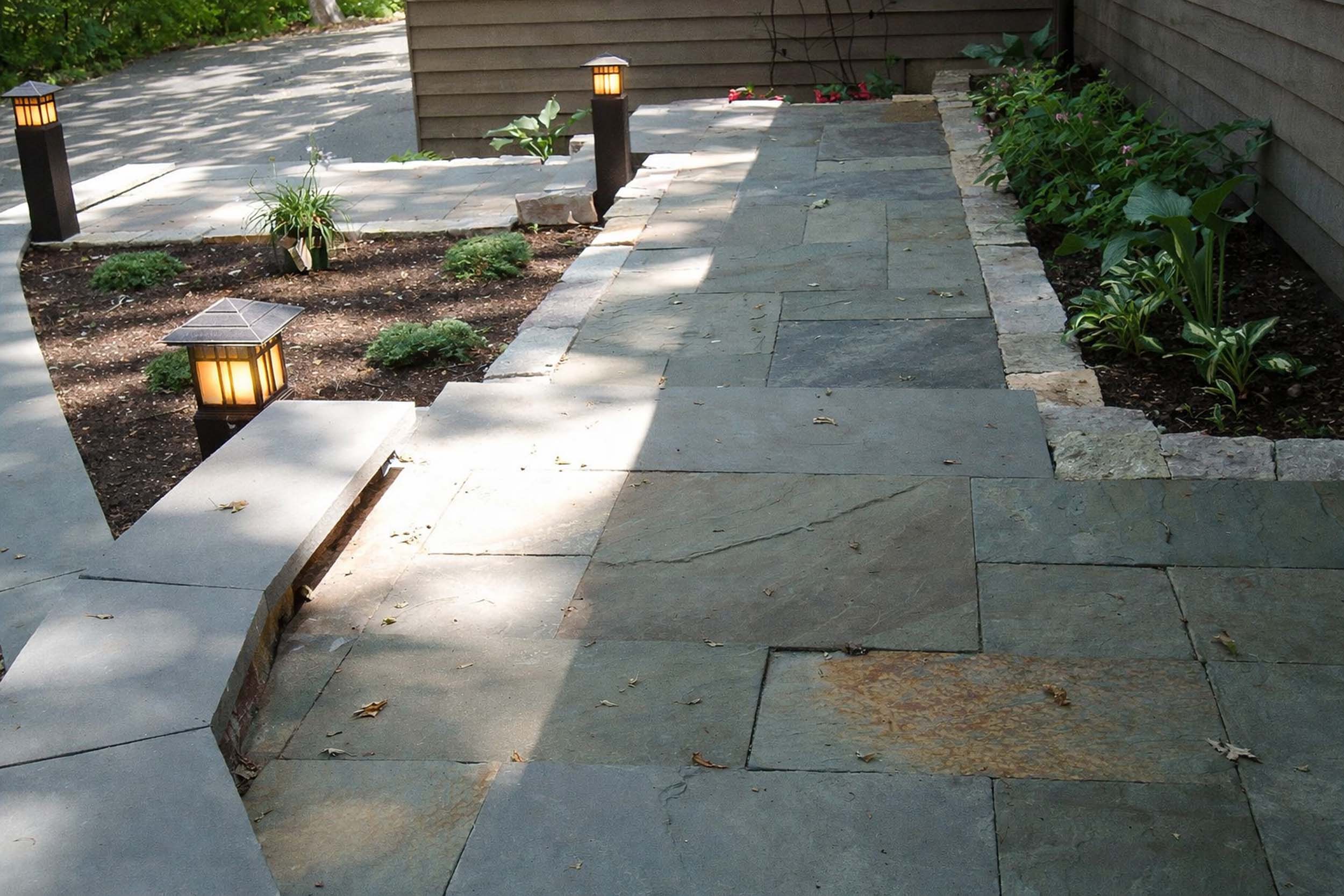 Smooth stone walkway to the front door
