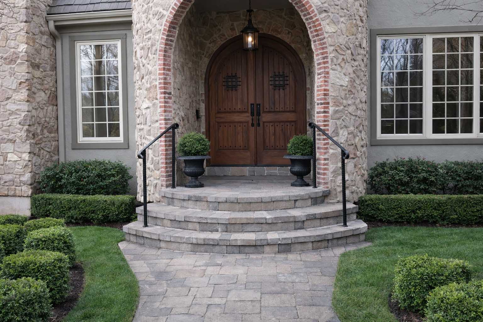 Brick walkway to porch