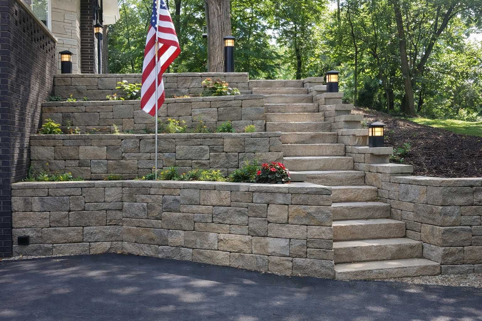 Retaining walls with stairs