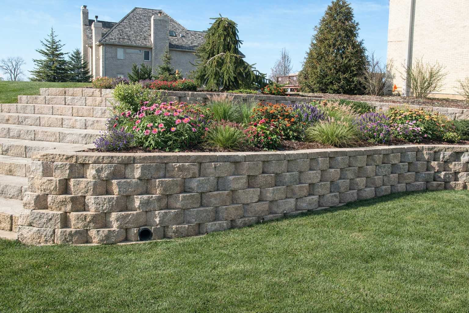 Retaining walls with stairs